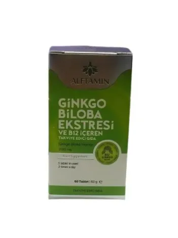 Alftamin Ginkgo Bloba Ektresi Ve B12 İçeren Tablet 60 Lı 1000 Mg Alftamin Ginkgo Bloba Ektresi Ve B12 İçeren Tablet 60 Lı 1000 Mg