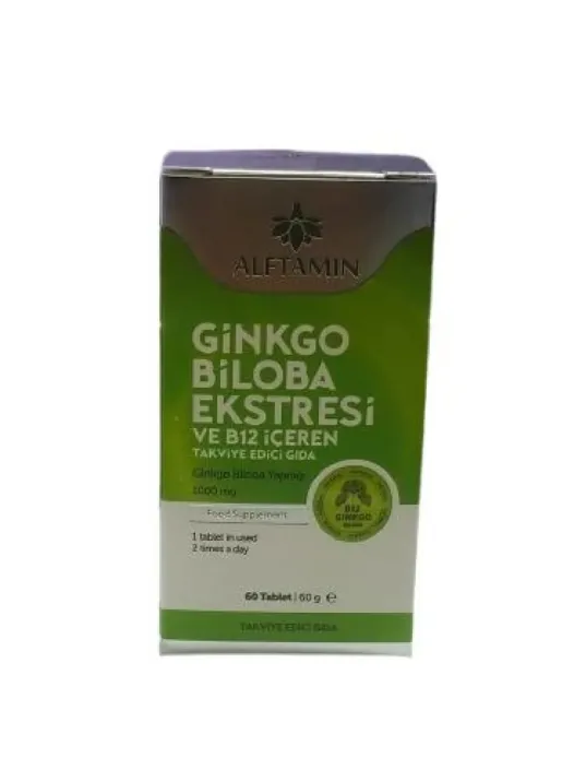 Alftamin Ginkgo Bloba Ektresi Ve B12 İçeren Tablet 60 Lı 1000 Mg Alftamin Ginkgo Bloba Ektresi Ve B12 İçeren Tablet 60 Lı 1000 Mg