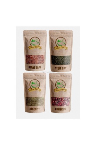 Detoks Seti Kiraz Sapı, Yeşil çay, Biberiye, Hibisküs 50 Grlık Paket Set