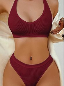 Kadın Bordo Seamless Tanga Sütyen Takım – Modern, Konforlu Ve Günlük Kombinlere Uygun