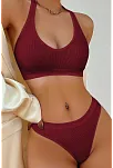 Kadın Bordo Seamless Tanga Sütyen Takım – Modern, Konforlu Ve Günlük Kombinlere Uygun