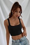 Kadın Siyah Kalın Askılı Crop Top Büstiyer – Modern Ve Şık Tasarım