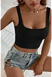 Kadın Siyah Kalın Askılı Crop Top Büstiyer – Modern Ve Şık Tasarım