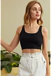 Kadın Siyah Kalın Askılı Crop Top Büstiyer – Modern Ve Şık Tasarım