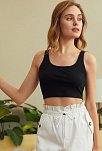 Kadın Siyah Kalın Askılı Crop Top Büstiyer – Modern Ve Şık Tasarım