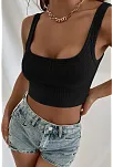 Kadın Siyah Kalın Askılı Crop Top Büstiyer – Modern Ve Şık Tasarım