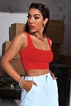 Kadın Kırmızı Kalın Askılı Crop Top Büstiyer – Modern Ve Şık Tasarım