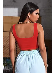 Kadın Kırmızı Kalın Askılı Crop Top Büstiyer – Modern Ve Şık Tasarım