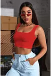 Kadın Kırmızı Kalın Askılı Crop Top Büstiyer – Modern Ve Şık Tasarım