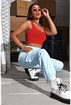 Kadın Kırmızı Kalın Askılı Crop Top Büstiyer – Modern Ve Şık Tasarım