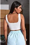 Kadın Beyaz Kalın Askılı Crop Top Büstiyer – Modern Ve Şık Tasarım