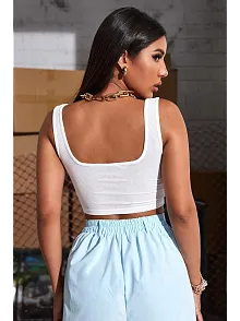 Kadın Beyaz Kalın Askılı Crop Top Büstiyer – Modern Ve Şık Tasarım