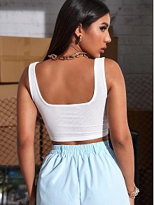 Kadın Beyaz Kalın Askılı Crop Top Büstiyer – Modern Ve Şık Tasarım