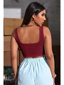 Kadın Bordo Kalın Askılı Crop Top Büstiyer – Modern Ve Şık Tasarım