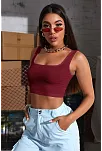 Kadın Bordo Kalın Askılı Crop Top Büstiyer – Modern Ve Şık Tasarım