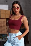 Kadın Bordo Kalın Askılı Crop Top Büstiyer – Modern Ve Şık Tasarım