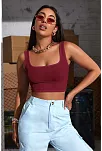 Kadın Bordo Kalın Askılı Crop Top Büstiyer – Modern Ve Şık Tasarım