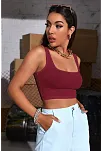 Kadın Bordo Kalın Askılı Crop Top Büstiyer – Modern Ve Şık Tasarım
