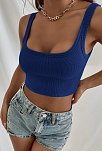 Kadın Lacivert Kalın Askılı Crop Top Büstiyer – Modern Ve Şık Tasarım