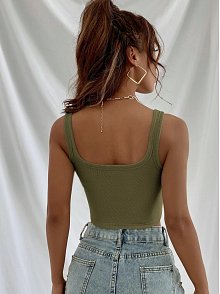 Kadın Haki Yeşili Kalın Askılı Crop Top Büstiyer – Modern Ve Şık Tasarım