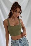 Kadın Haki Yeşili Kalın Askılı Crop Top Büstiyer – Modern Ve Şık Tasarım