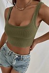 Kadın Haki Yeşili Kalın Askılı Crop Top Büstiyer – Modern Ve Şık Tasarım