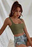 Kadın Haki Yeşili Kalın Askılı Crop Top Büstiyer – Modern Ve Şık Tasarım