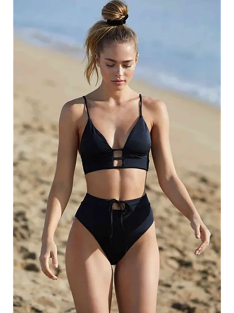 Kadın Siyah Yüksek Bel Özel Bikini Takımı – Modern, Konforlu Ve Günlük Kombinlere Uygun