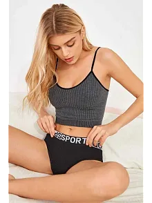 Kadın Anstrasit Gri İp Askılı Crop Top Bluz