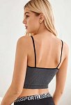 Kadın Anstrasit Gri İp Askılı Crop Top Bluz
