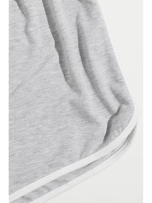 Kadın Gri Askılı Crop Top Ve Şortlu Gecelik Takım