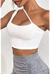 Kadın Beyaz Tek Omuzlu Çapraz Askılı Crop Top Büstiyer