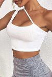 Kadın Beyaz Tek Omuzlu Çapraz Askılı Crop Top Büstiyer