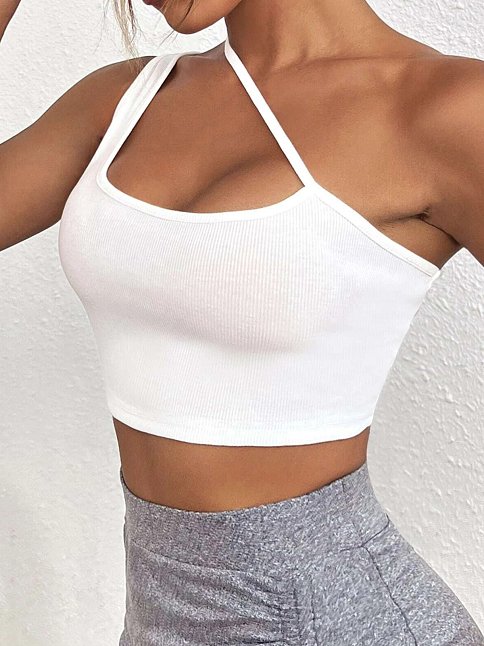 Kadın Beyaz Tek Omuzlu Çapraz Askılı Crop Top Büstiyer