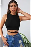 Kadın Siyah Çapraz Bağlamalı Crop Top Büstiyer – Modern Ve Şık Tasarım