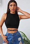 Kadın Siyah Çapraz Bağlamalı Crop Top Büstiyer – Modern Ve Şık Tasarım