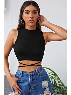 Kadın Siyah Çapraz Bağlamalı Crop Top Büstiyer – Modern Ve Şık Tasarım