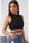 Kadın Siyah Çapraz Bağlamalı Crop Top Büstiyer – Modern Ve Şık Tasarım