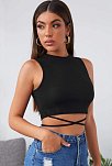 Kadın Siyah Çapraz Bağlamalı Crop Top Büstiyer – Modern Ve Şık Tasarım