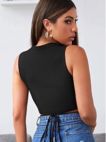 Kadın Siyah Çapraz Bağlamalı Crop Top Büstiyer – Modern Ve Şık Tasarım