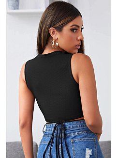 Kadın Siyah Çapraz Bağlamalı Crop Top Büstiyer – Modern Ve Şık Tasarım