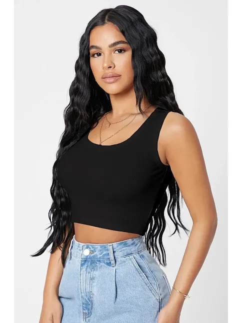 Kadın Siyah Kare Yaka Crop Top Bluz – Şık, Rahat Ve Kolay Kombinlenebilir