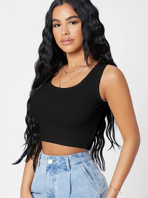 Kadın Siyah Kare Yaka Crop Top Bluz – Şık, Rahat Ve Kolay Kombinlenebilir