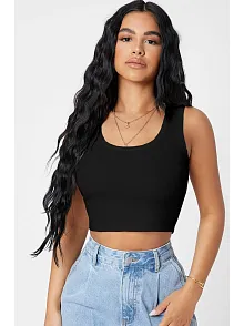 Kadın Siyah Kare Yaka Crop Top Bluz – Şık, Rahat Ve Kolay Kombinlenebilir