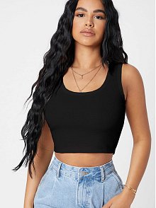 Kadın Siyah Kare Yaka Crop Top Bluz – Şık, Rahat Ve Kolay Kombinlenebilir