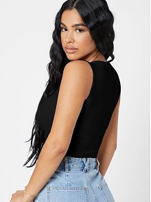 Kadın Siyah Kare Yaka Crop Top Bluz – Şık, Rahat Ve Kolay Kombinlenebilir