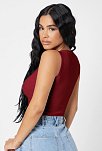 Kadın Bordo Kare Yaka Crop Top Bluz – Şık, Rahat Ve Kolay Kombinlenebilir