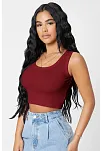 Kadın Bordo Kare Yaka Crop Top Bluz – Şık, Rahat Ve Kolay Kombinlenebilir
