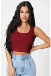 Kadın Bordo Kare Yaka Crop Top Bluz – Şık, Rahat Ve Kolay Kombinlenebilir