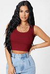 Kadın Bordo Kare Yaka Crop Top Bluz – Şık, Rahat Ve Kolay Kombinlenebilir